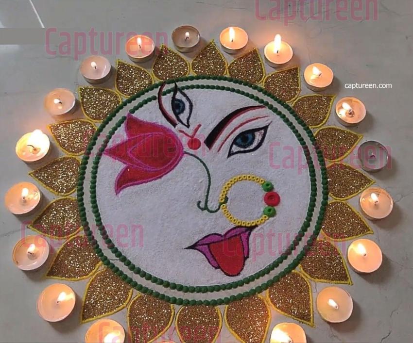 kali chaudas ni rangoli