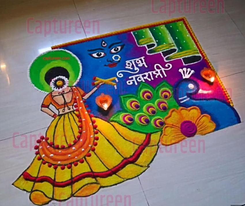 dasara theme rangoli