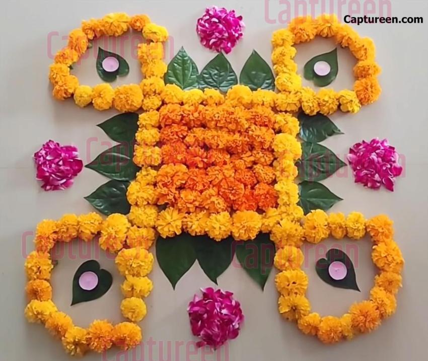 genda flower rangoli