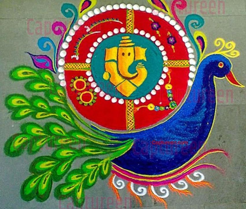 mayur wala rangoli