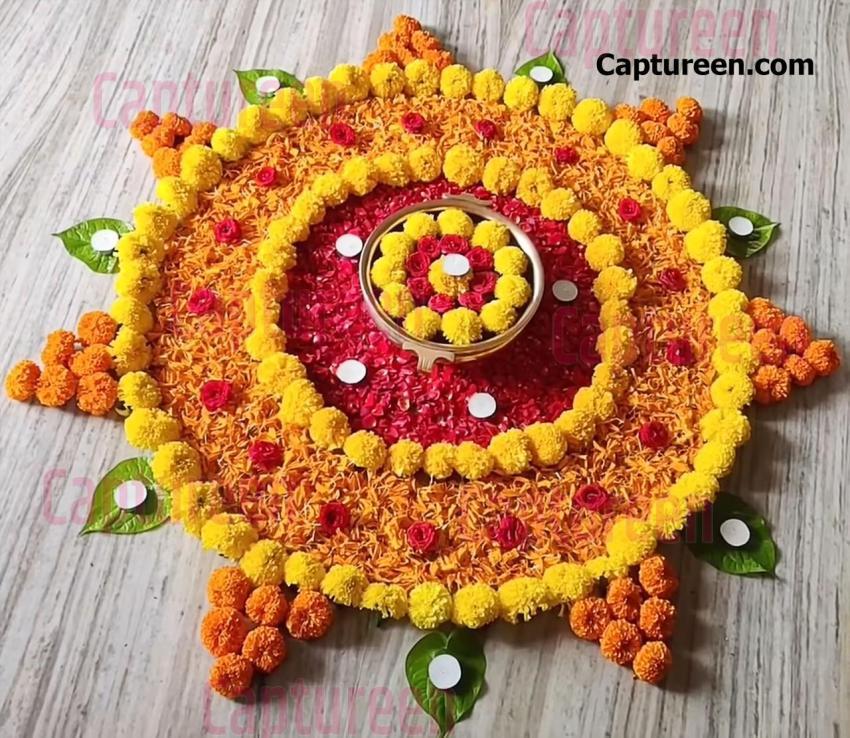 marigold flower rangoli design