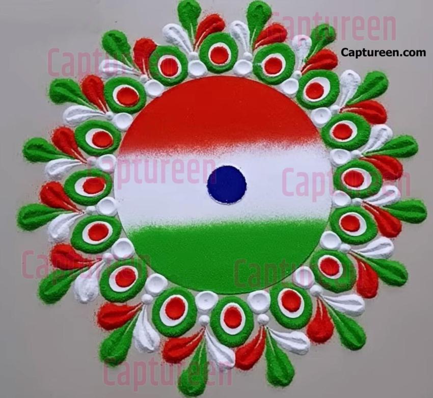 rangoli around flag pole