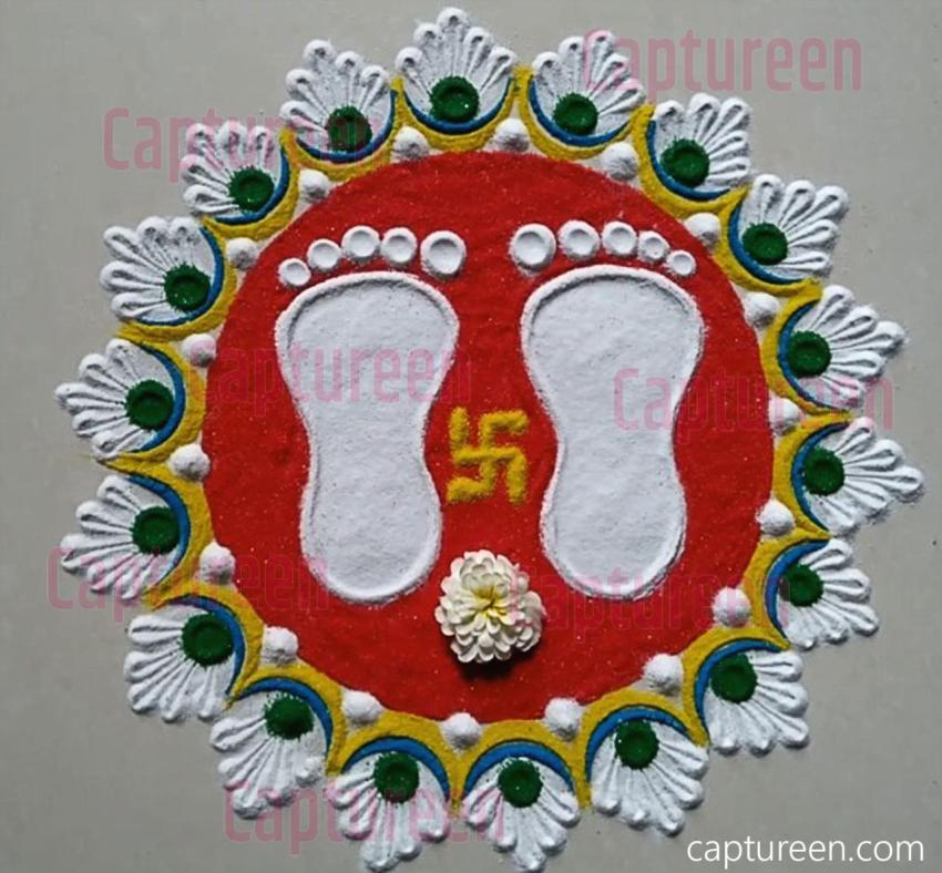 footsteps laxmi feet rangoli design