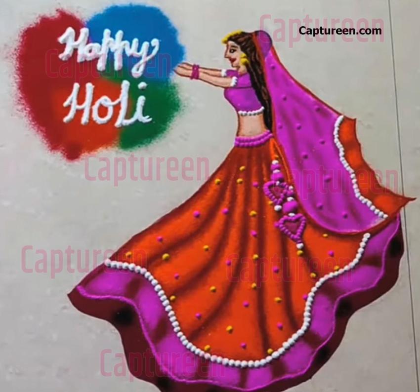 holi theme rangoli