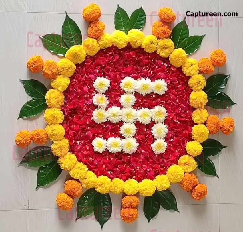 zendu flower rangoli