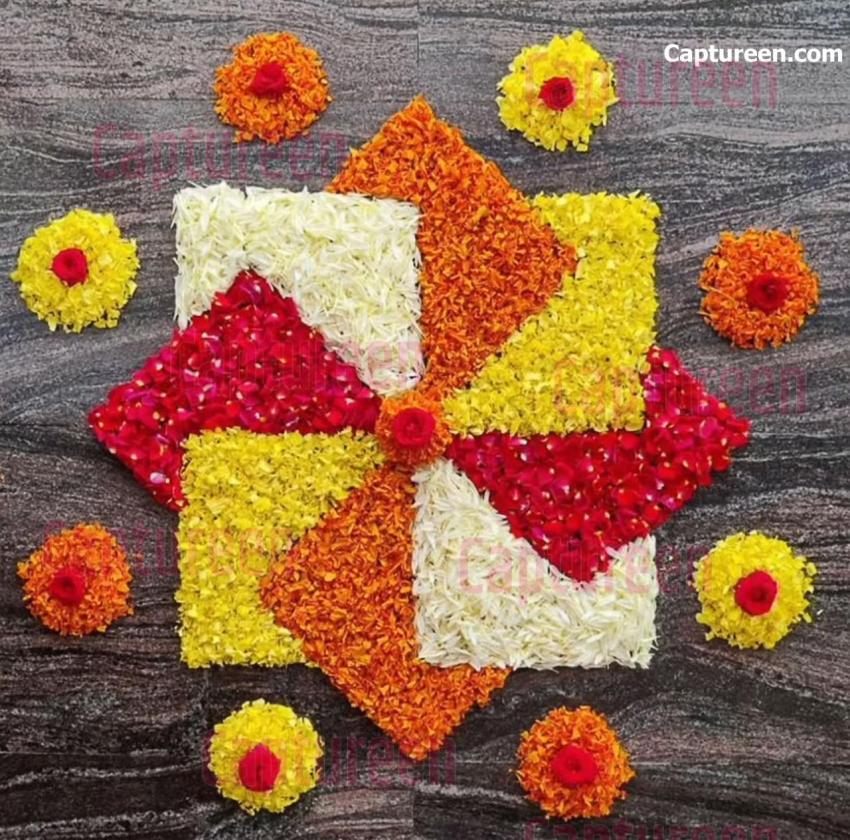 small flower rangoli for diwali