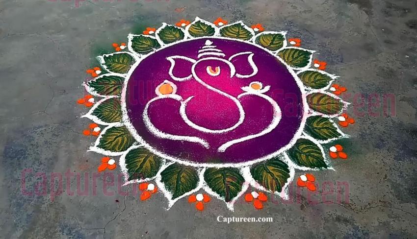 modern ganesh rangoli