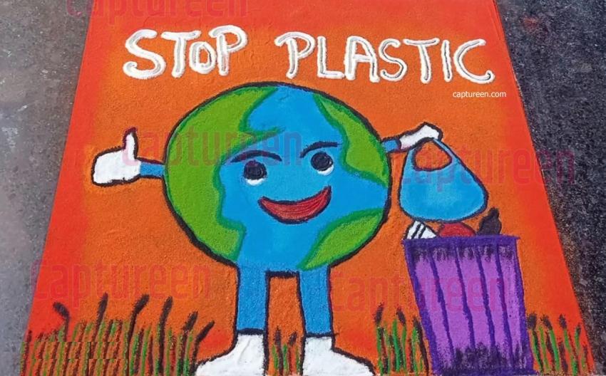 say no to plastic rangoli