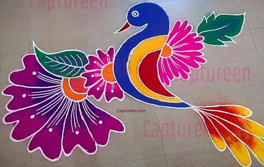 angry bird rangoli