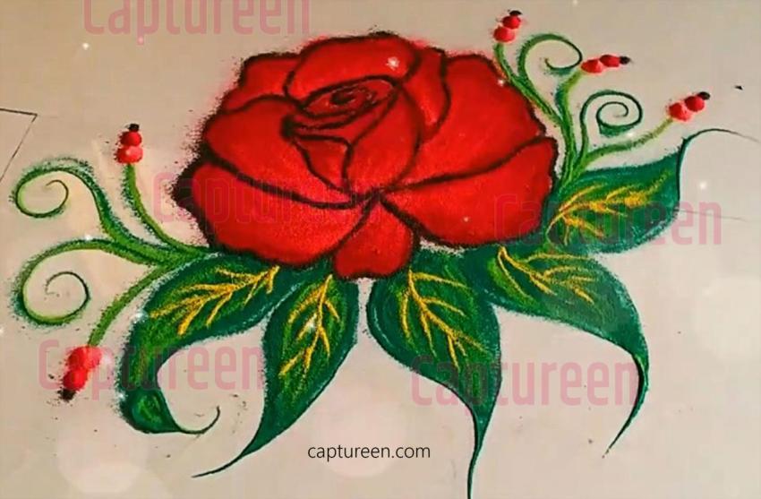 fancy rose rangoli