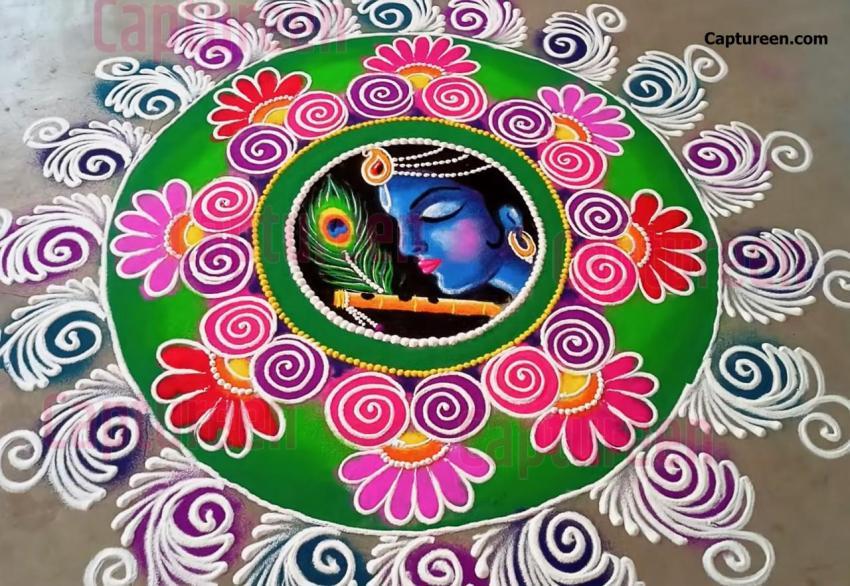 rangoli design on rough surface