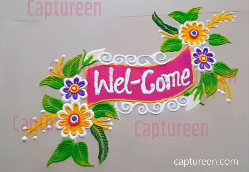 rangoli designs for welcome theme