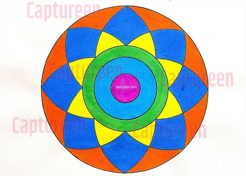 geometrical rangoli design on a4 size sheet