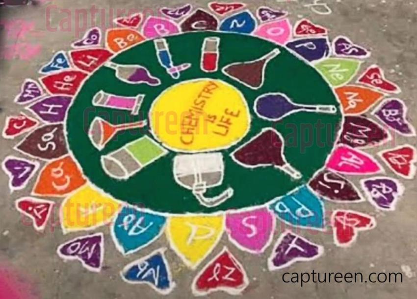 chemistry related rangoli designs