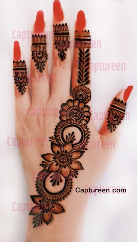 half hand mehndi design back side