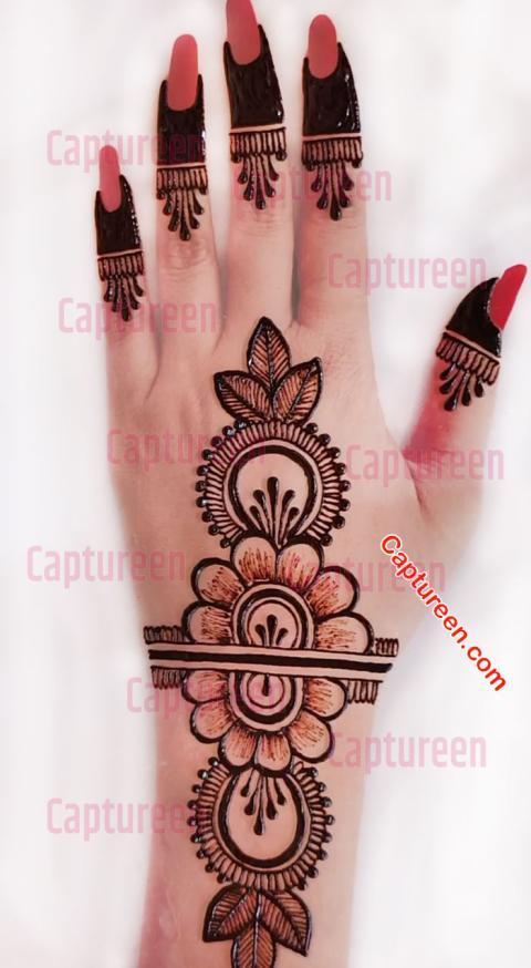 back hand mehndi design flower