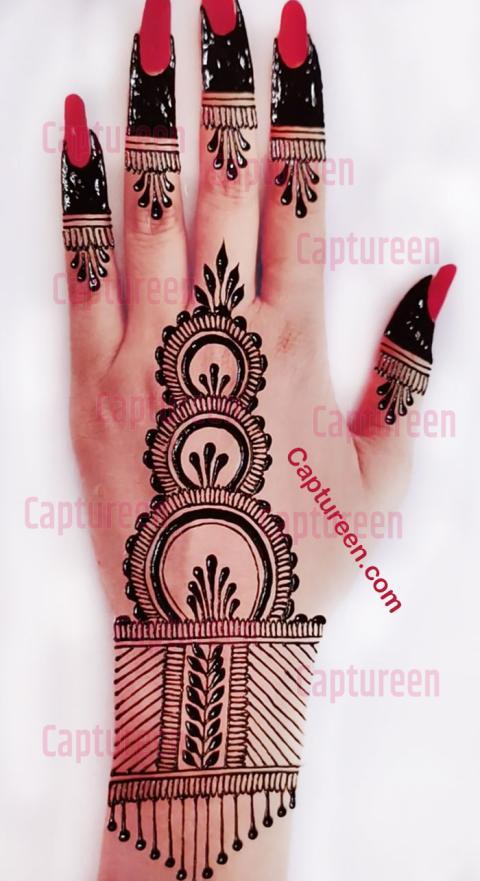 back side finger mehndi design