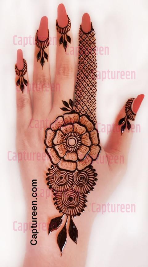 Back Hand Flower Mehndi Design