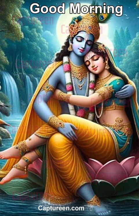 Good morning image Shri Krishna peace