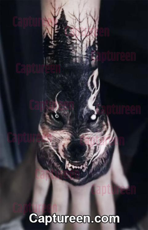 hand wolf tattoo designs