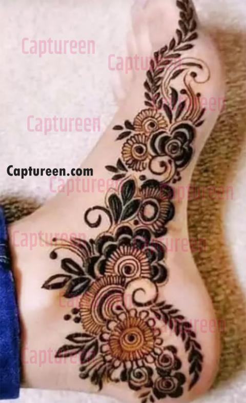 design of mehndi for leg