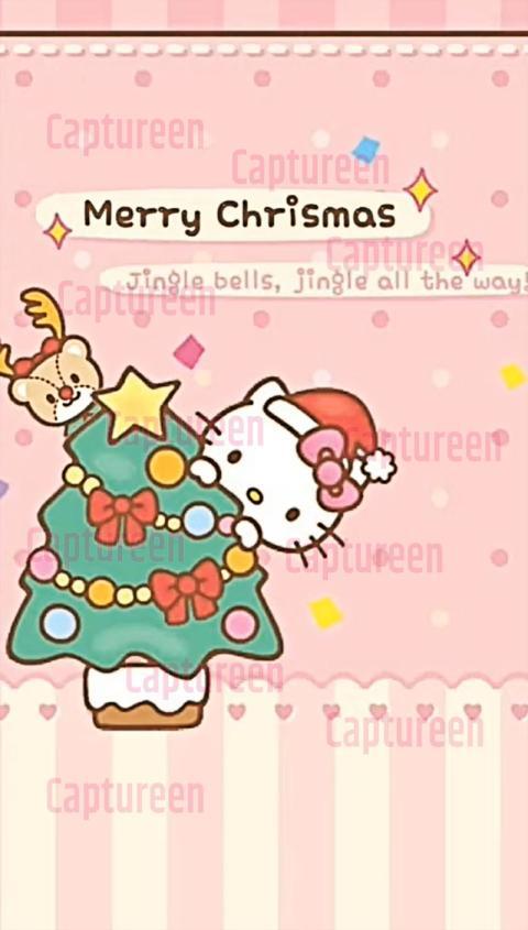 Charming Pink Hello Kitty Christmas Wallpaper for Your Screen