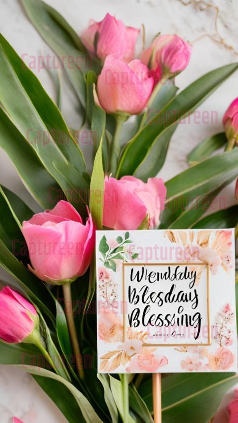 wednesday blessings images with flowers shape background wallpaper