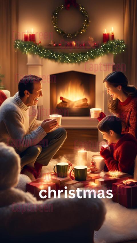 Images from Christmas Vacation Capturing Cozy Fireplace Nights (AI generated)