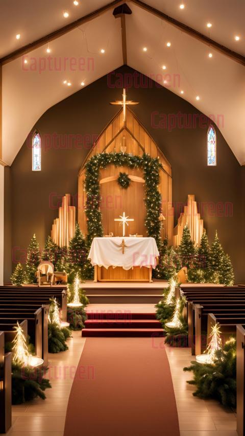 Elegant Church Christmas Stage Decor for Festive Worship Services