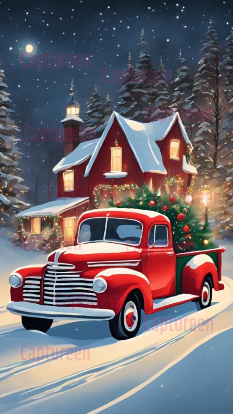 Large Red Truck Christmas Decor  Classic Holiday Display Ideas