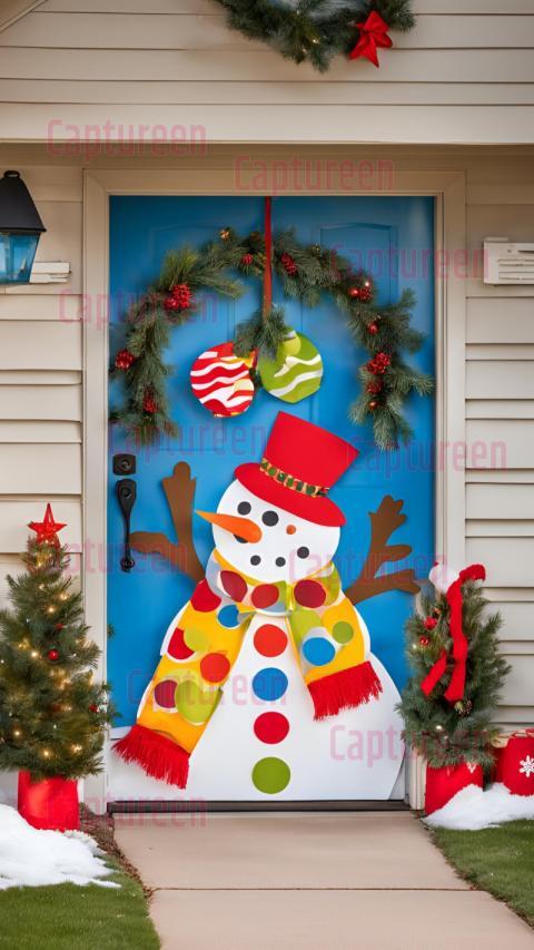 Bright and Fun Magnetic Christmas Decorations for Garage Doors Ideas