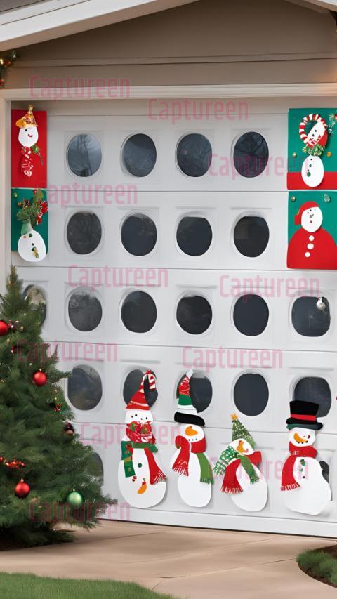 Holiday Themed Magnetic Christmas Decorations for Garage Doors to Celebrate