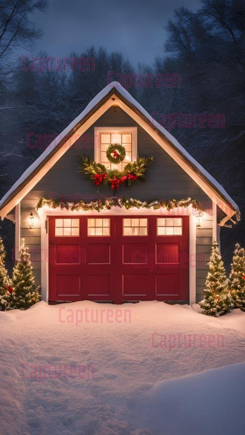 Christmas Garage Decorations with Festive Lights