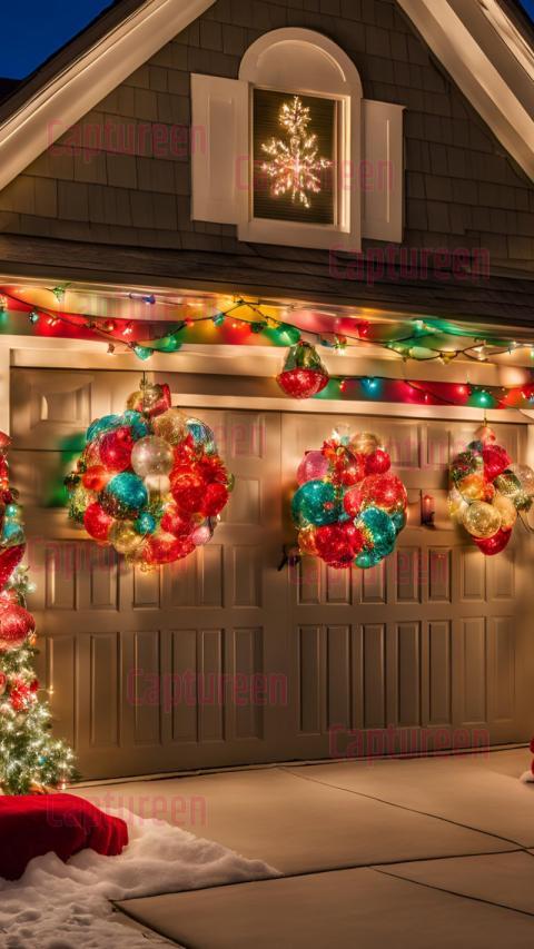 Bright and Colorful Christmas Garage Decorations Ideas