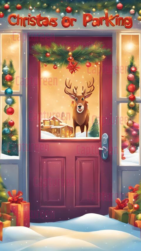 Funny Christmas Door Decorating Contest Ideas  Reindeer Parking Only