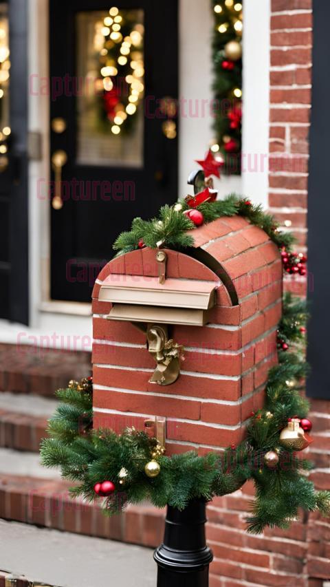 Beautiful Brick Mailbox Christmas Decorations Featuring Wreaths