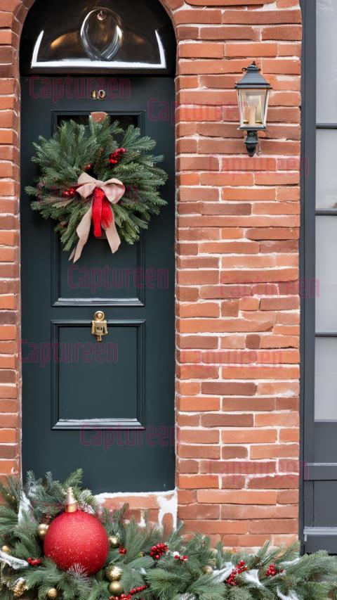 Elegant Brick Mailbox Christmas Decorations with Seasonal Accents