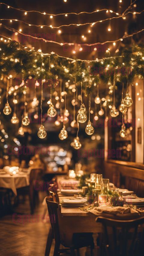 Cozy Restaurant Christmas Decor Ideas Featuring Wreaths and Garland