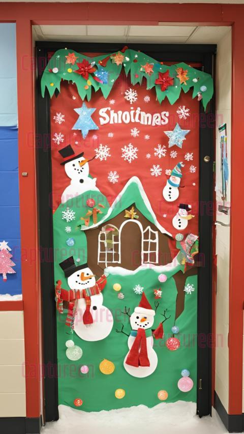 Magical Classroom Christmas Door Decorating Contest Ideas with Snowy Scenes