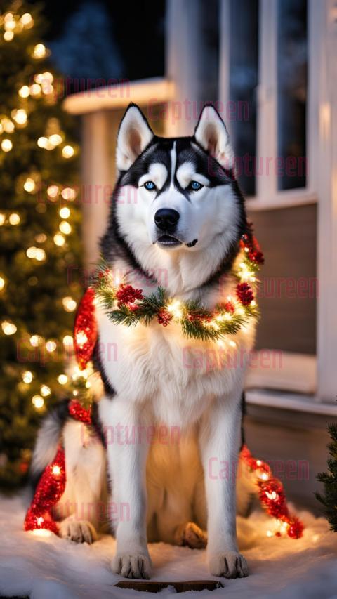 Creative Siberian Husky Outdoor Christmas Decorations Featuring Snow Themes