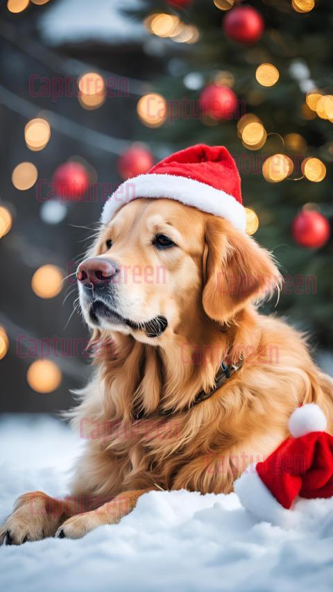 Creative Golden Retriever Outdoor Christmas Decoration with Seasonal Accents