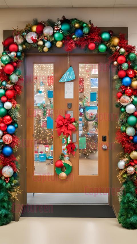 Christmas Door Decorations for the Classroom with Festive Themes