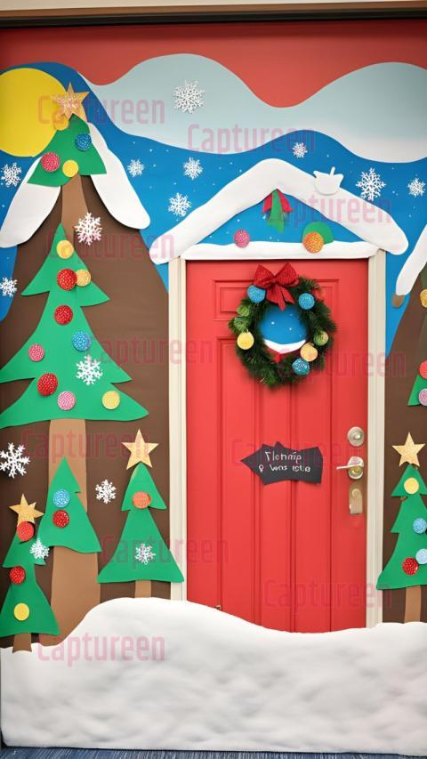 Colorful Christmas Door Decorations for the Classroom to Inspire Students