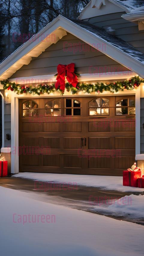 Magical Christmas Decorations for Garage Doors with Snowy Scenes