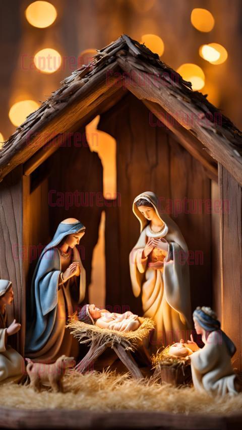 Creative Christmas Crib HD Images Featuring Traditional Figures