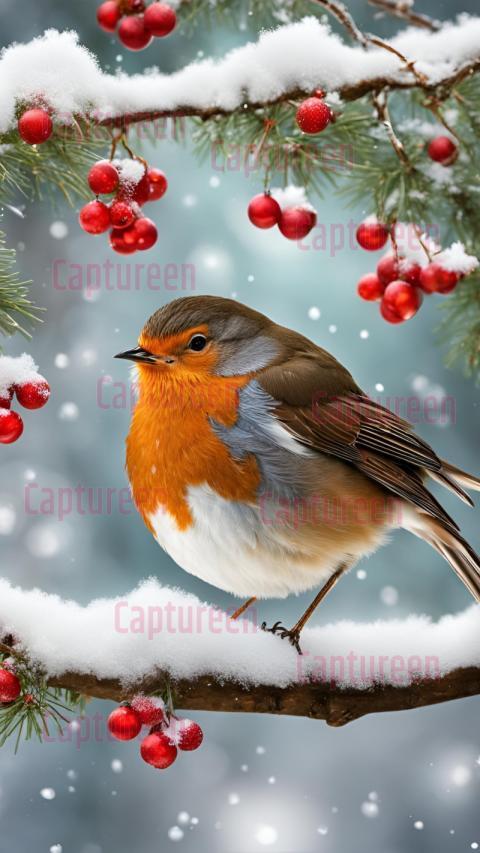 Christmas Robin Images with Festive Snowy Backdrops