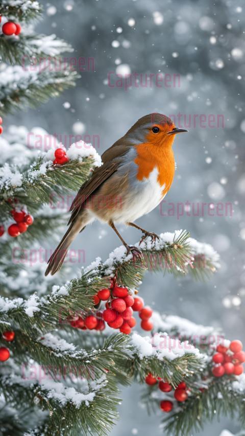 Creative Christmas Robin Images with Seasonal Decorations