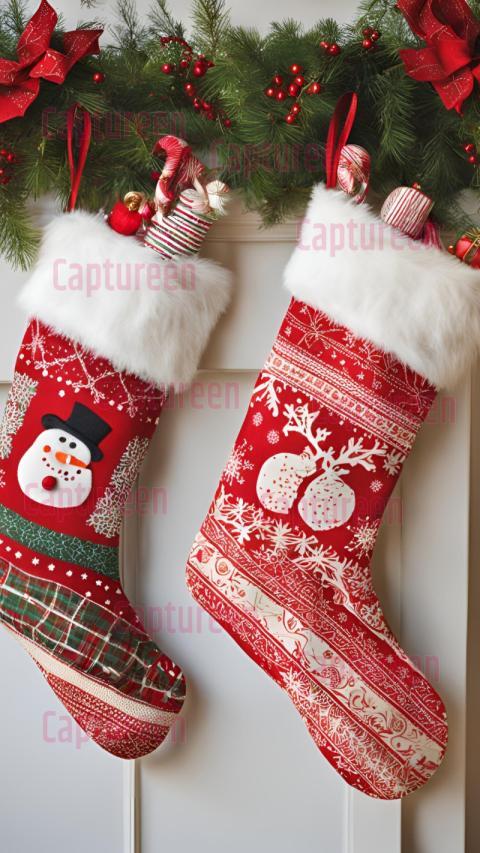 Charming Christmas Stocking Images Pictures with Gifts and Treats