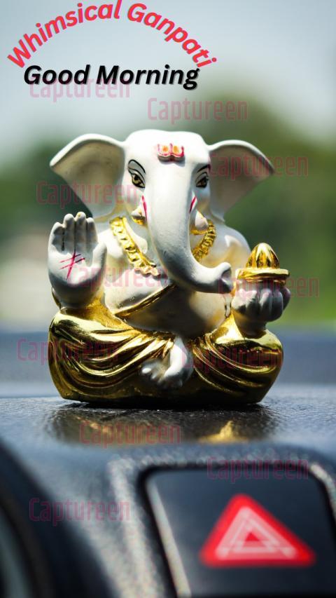 Whimsical Ganpati Good Morning Images with Floral Motifs