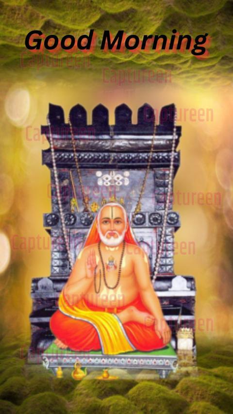 Serene Good Morning Raghavendra Swamy Images Featuring Spiritual Quotes